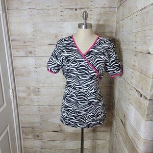 Baby Phat by Kimora Lee Medical Scrub Top Womens Animal print size L